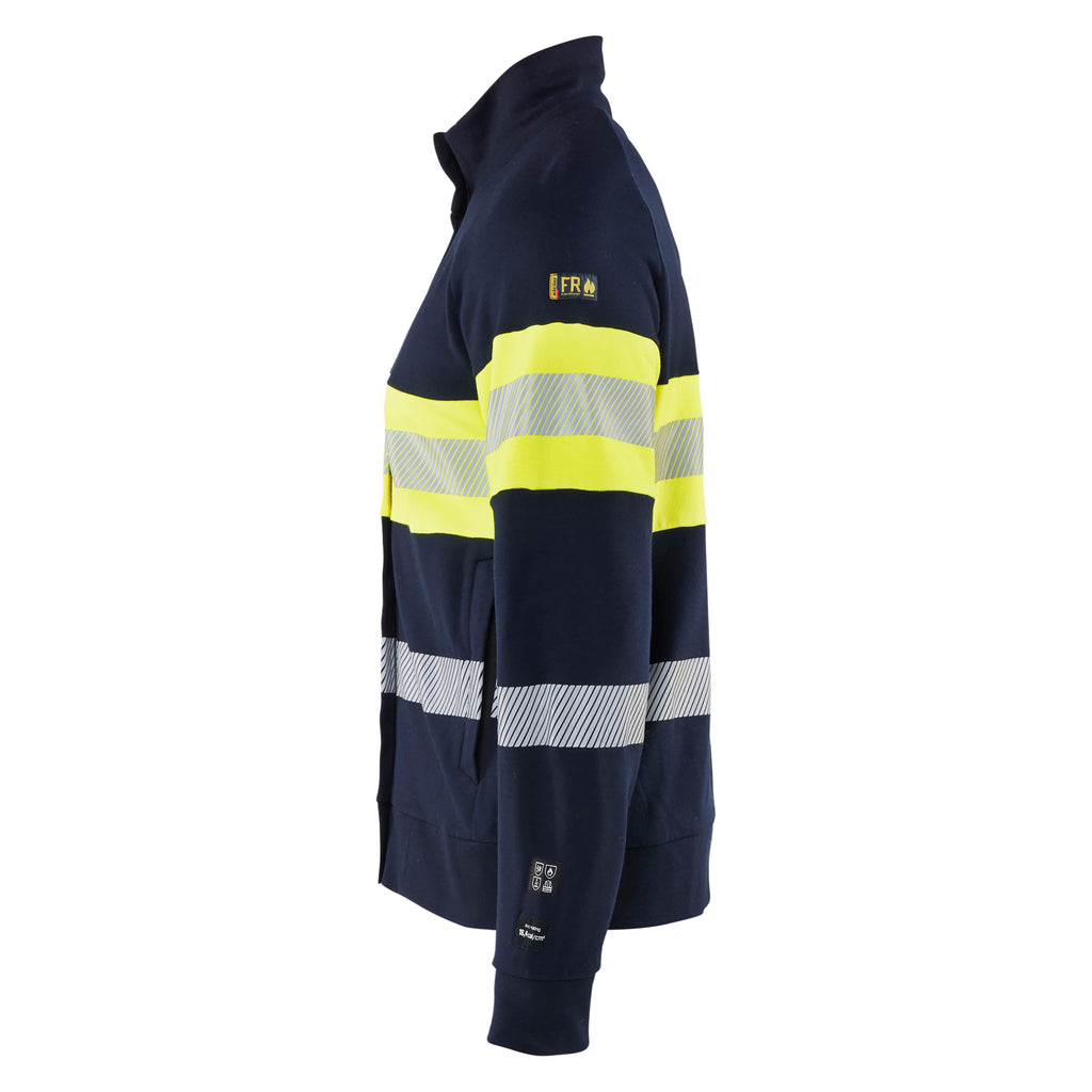 Blaklader 3462 Multinorm Sweatshirt With Zip Navy Blue Hi Vis Yellow Left