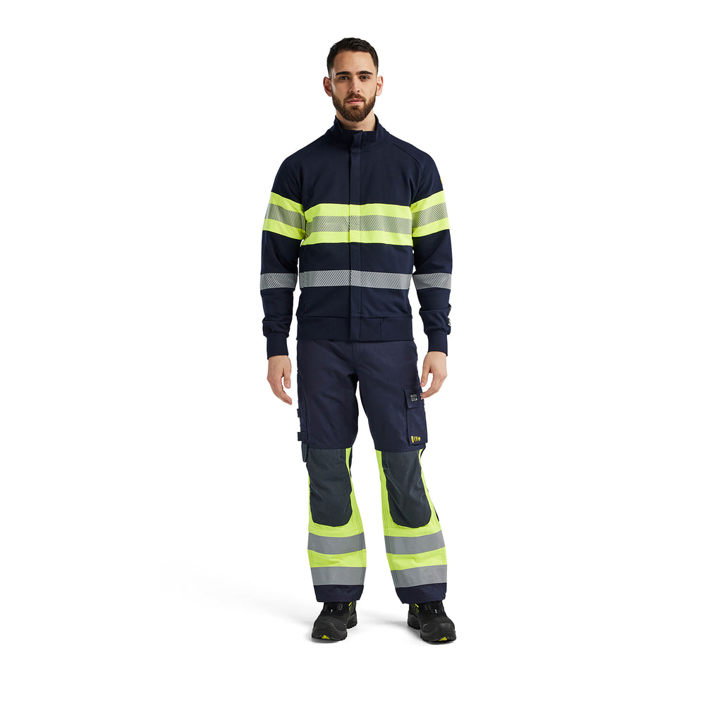 Blaklader 3462 Multinorm Sweatshirt With Zip Navy Blue Hi Vis Yellow Model