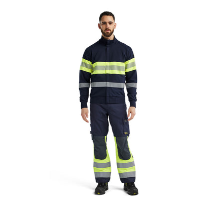 Blaklader 3462 Multinorm Sweatshirt With Zip Navy Blue Hi Vis Yellow Model