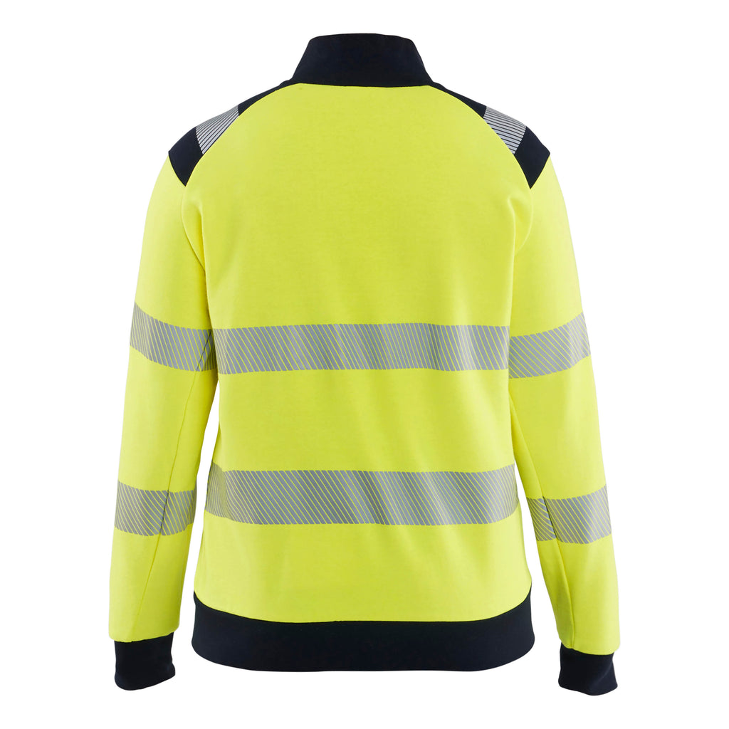 Blaklader 3471 Women’S Multinorm Hi Vis Sweatshirt Zip Hi Vis Yellow Navy Blue Back