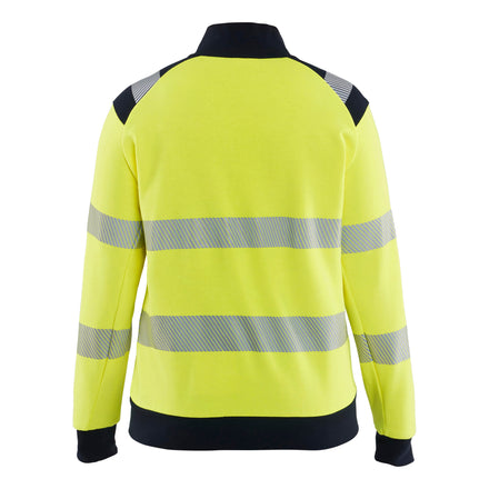 Blaklader 3471 Women’S Multinorm Hi Vis Sweatshirt Zip Hi Vis Yellow Navy Blue Back