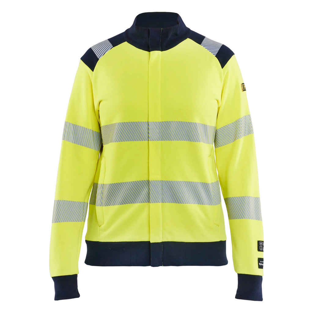 Blaklader 3471 Women’S Multinorm Hi Vis Sweatshirt Zip Hi Vis Yellow Navy Blue Main