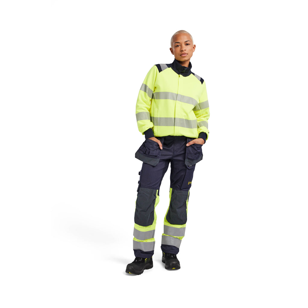 Blaklader 3471 Women’S Multinorm Hi Vis Sweatshirt Zip Hi Vis Yellow Navy Blue Model