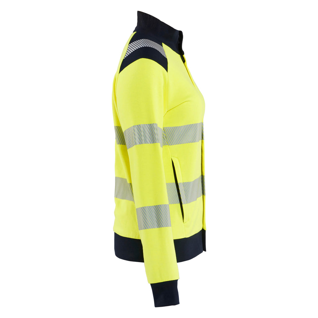 Blaklader 3471 Women’S Multinorm Hi Vis Sweatshirt Zip Hi Vis Yellow Navy Blue Right