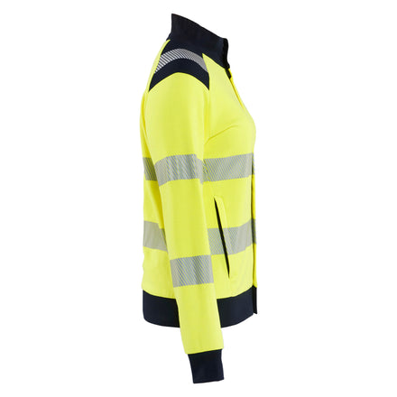 Blaklader 3471 Women’S Multinorm Hi Vis Sweatshirt Zip Hi Vis Yellow Navy Blue Right