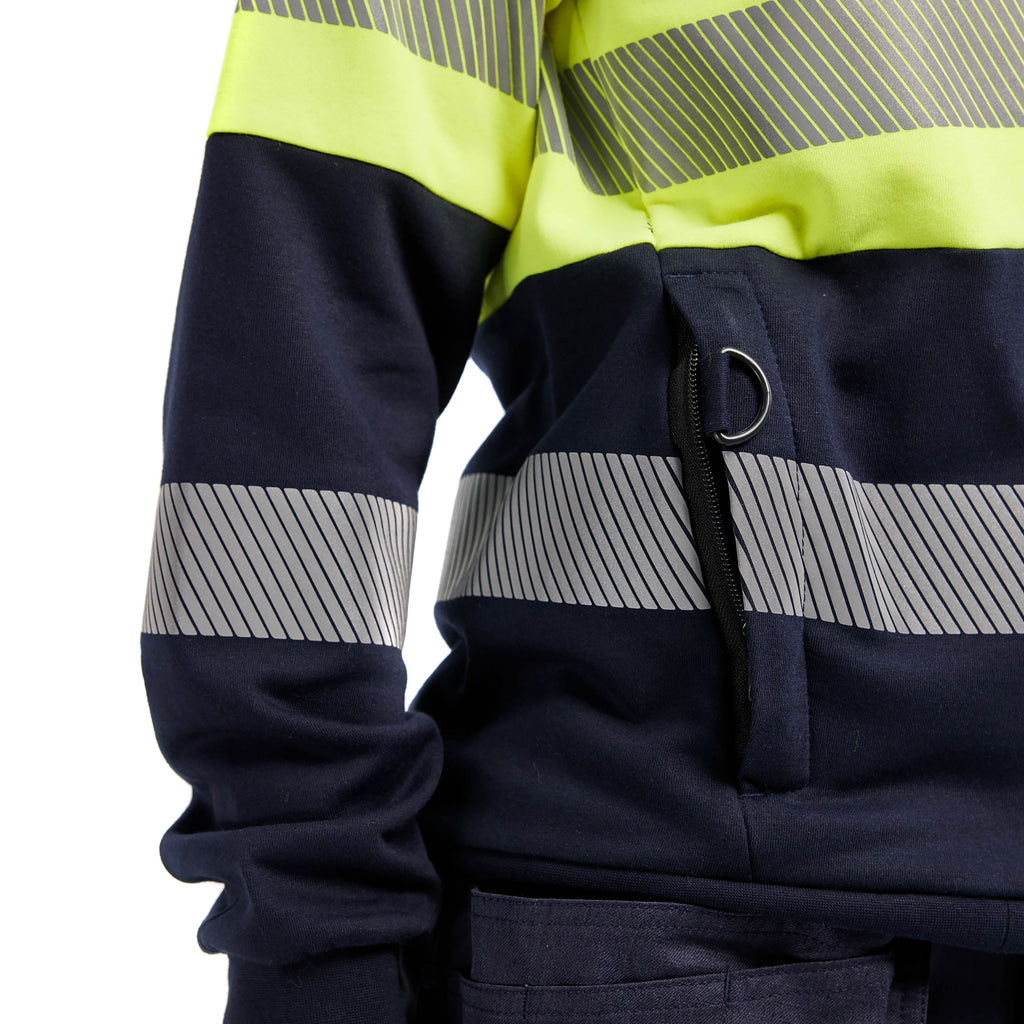 Blaklader 3472 Women’S Multinorm Hi Vis Sweatshirt Zip Navy Blue Hi Vis Yellow Feature 1