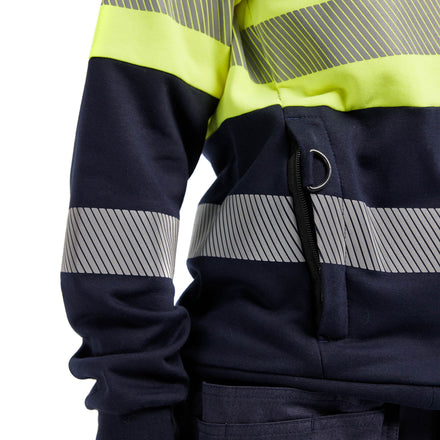 Blaklader 3472 Women’S Multinorm Hi Vis Sweatshirt Zip Navy Blue Hi Vis Yellow Feature 1
