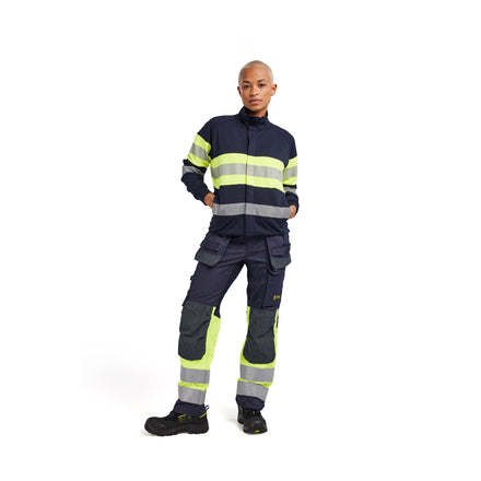 Blaklader 3472 Women’S Multinorm Hi Vis Sweatshirt Zip Navy Blue Hi Vis Yellow Model