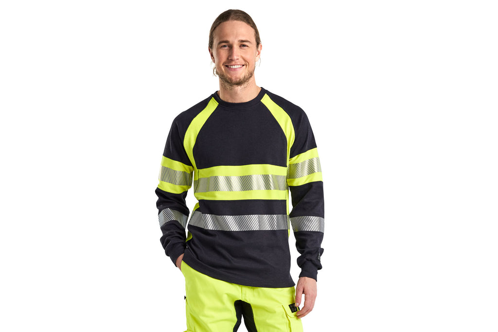 Blaklader 3484 Navy Blue/Hi-Vis Yellow Flame Resistant Long Sleeve T-Shirt