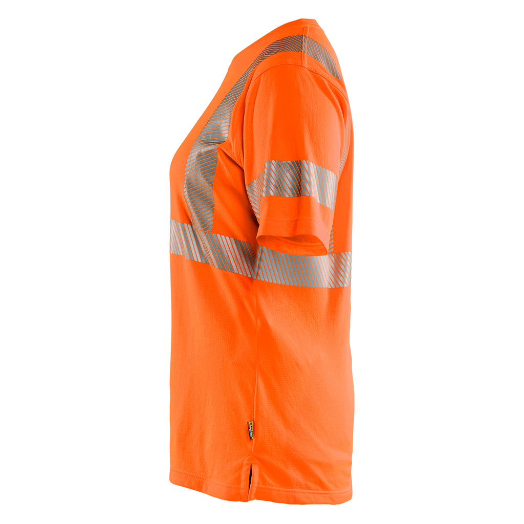 Blaklader 3502 Womens Hi Vis T Shirt Hi Vis Orange Navy Blue Left