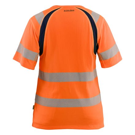 Blaklader 3503 Women’S Hi Vis T Shirt Hi Vis Orange Navy Blue Back