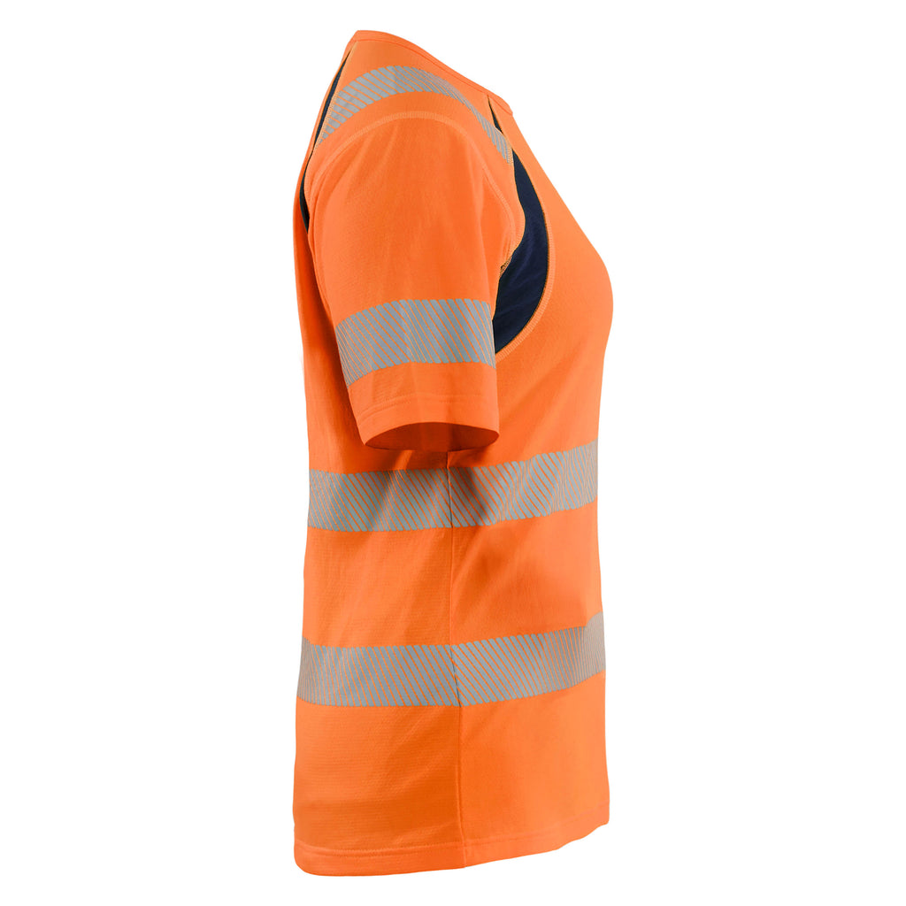 Blaklader 3503 Women’S Hi Vis T Shirt Hi Vis Orange Navy Blue Right