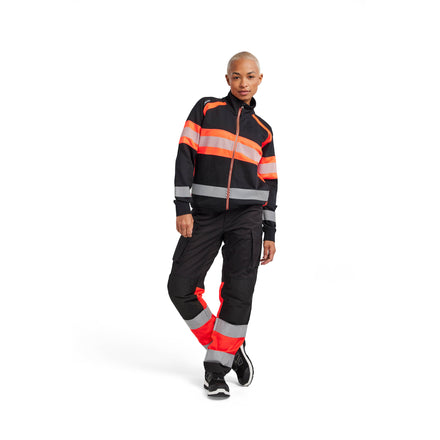 Blaklader 3505 Women’S Hi Vis Sweatshirt Black Hi Vis Red Model