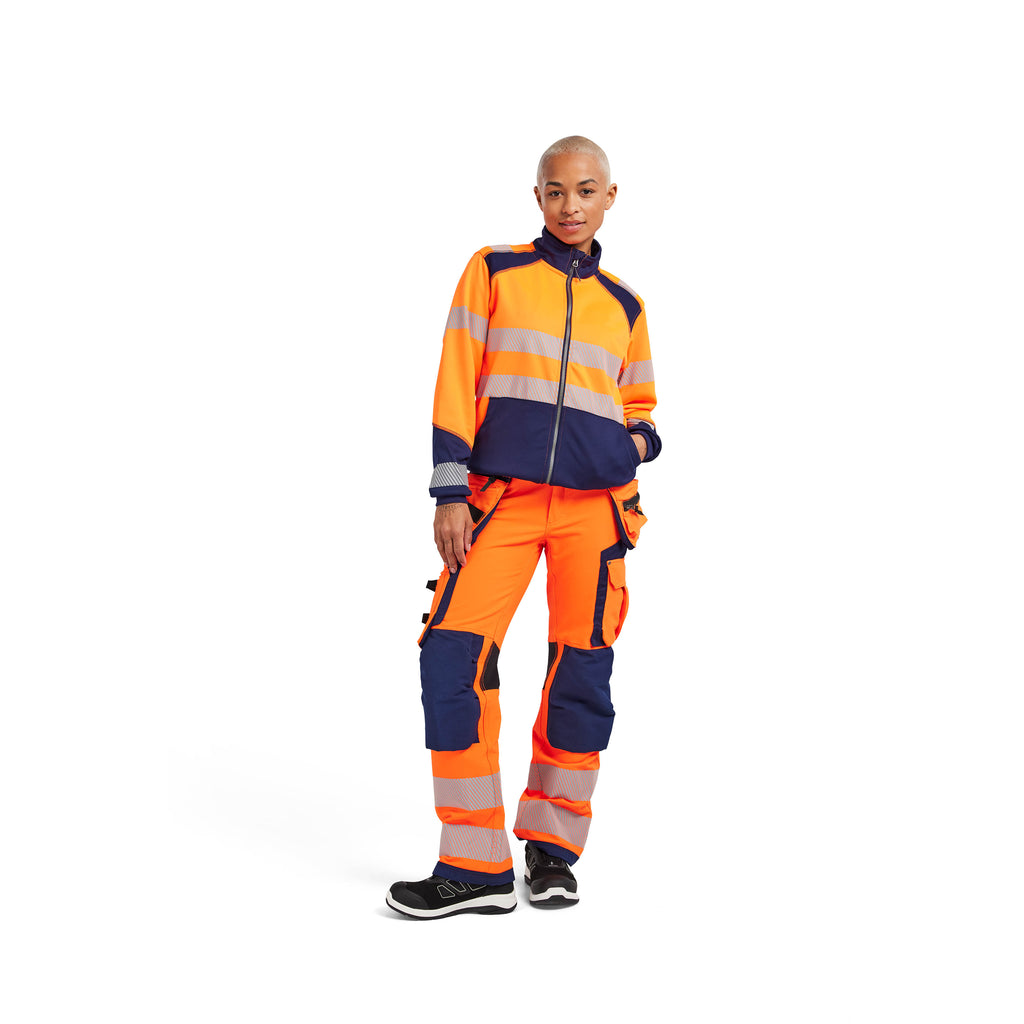 Blaklader 3508 Women’S Hi Vis Sweatshirt With Zipper Hi Vis Orange Navy Blue Model