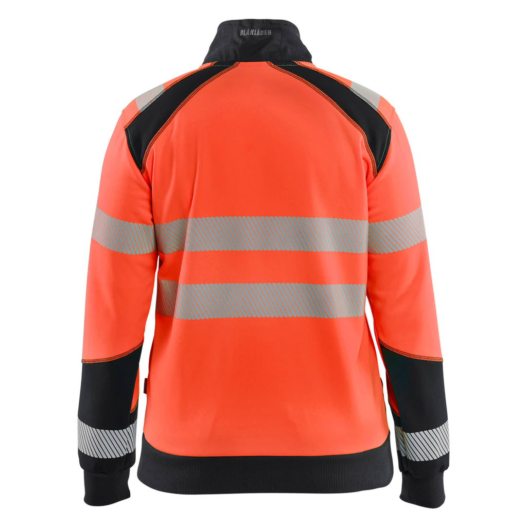 Blaklader 3508 Women’S Hi Vis Sweatshirt With Zipper Hi Vis Red Black Back