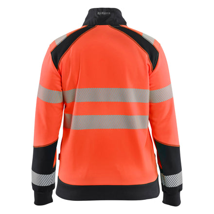 Blaklader 3508 Women’S Hi Vis Sweatshirt With Zipper Hi Vis Red Black Back