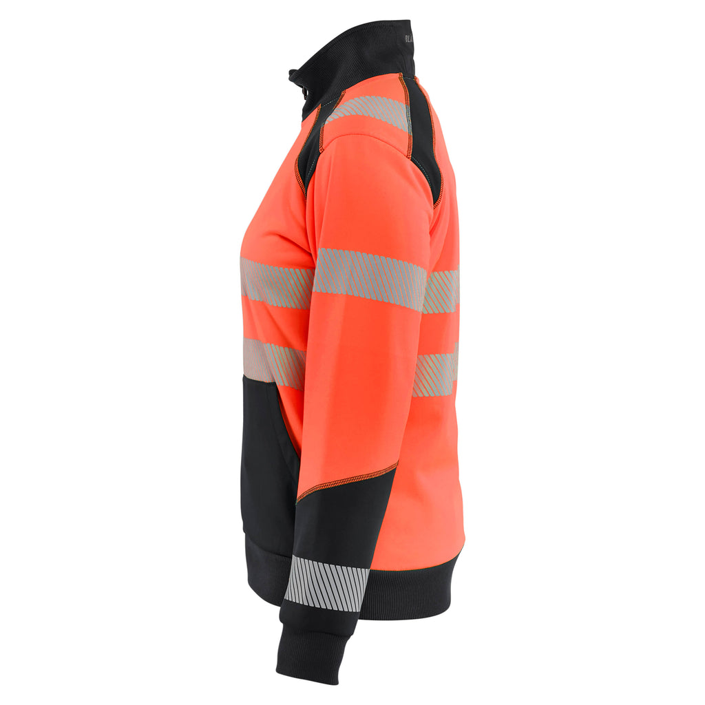 Blaklader 3508 Women’S Hi Vis Sweatshirt With Zipper Hi Vis Red Black Left