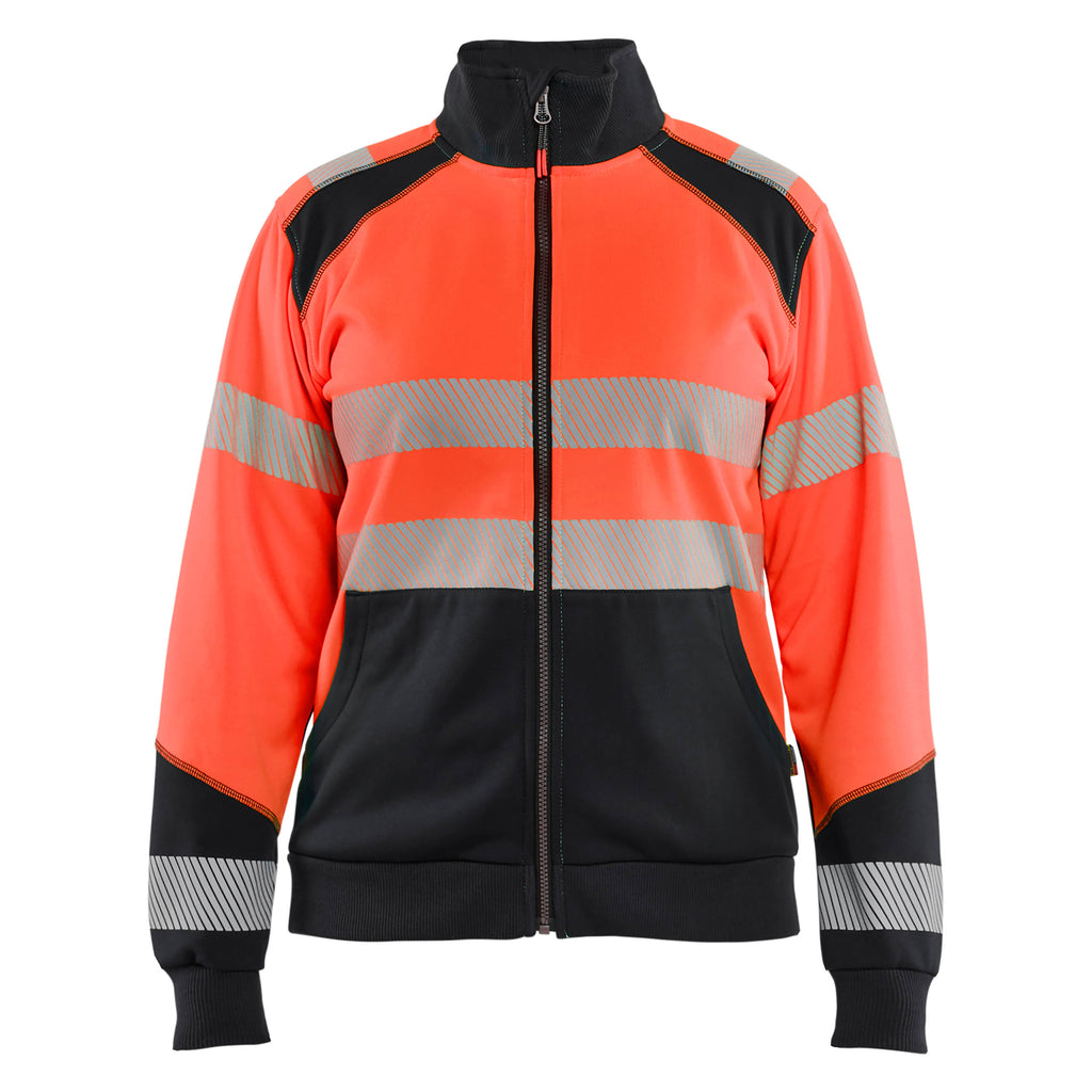 Blaklader 3508 Women’S Hi Vis Sweatshirt With Zipper Hi Vis Red Black Main