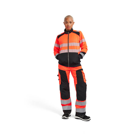 Blaklader 3508 Women’S Hi Vis Sweatshirt With Zipper Hi Vis Red Black Model