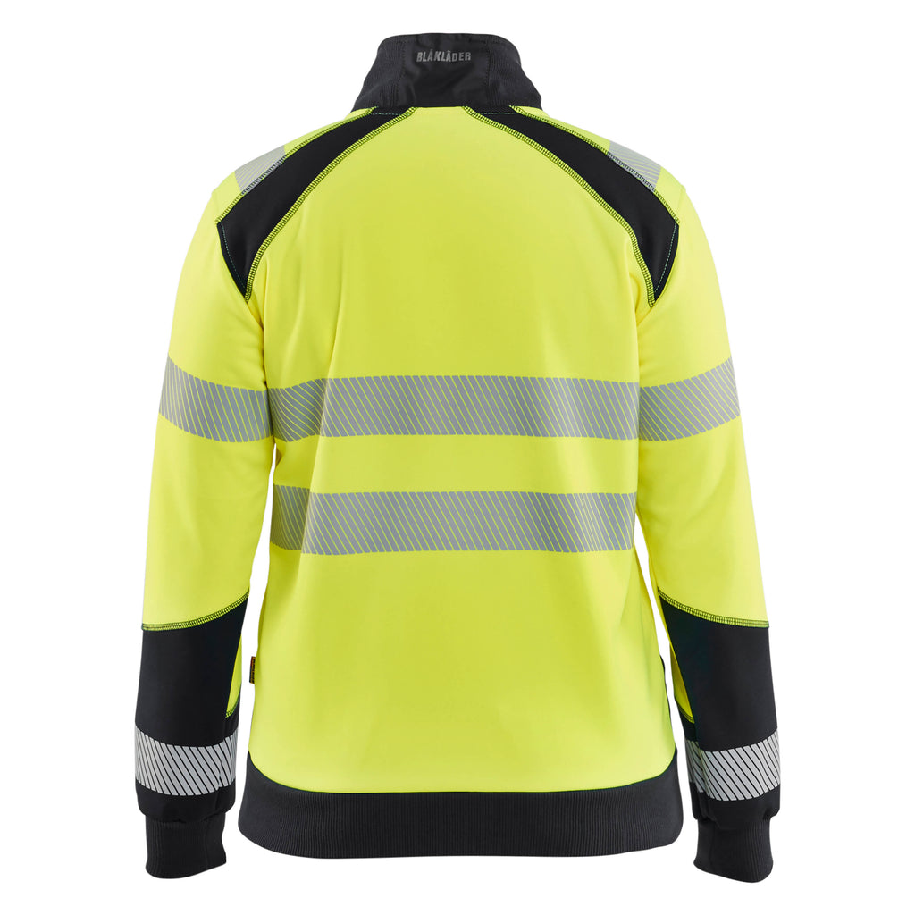Blaklader 3508 Women’S Hi Vis Sweatshirt With Zipper Hi Vis Yellow Black Back