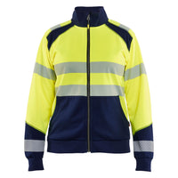 Blaklader 3508 Women’S Hi Vis Sweatshirt With Zipper Hi Vis Yellow Navy Blue Main