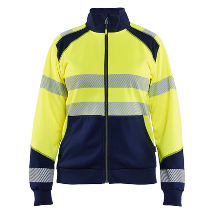 Blaklader 3508 Women’S Hi Vis Sweatshirt With Zipper Hi Vis Yellow Navy Blue Main