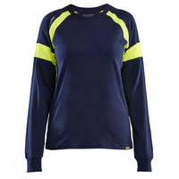 Blaklader 3521 Navy Blue/Hi-Vis Yellow Women's Long-Sleeved T-Shirt