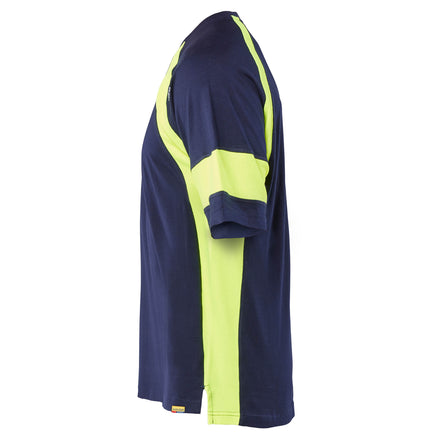 Blaklader 3523 T Shirt With Hi Vis Navy Blue Hi Vis Yellow Left