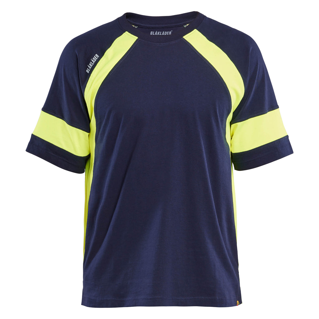 Blaklader 3523 T Shirt With Hi Vis Navy Blue Hi Vis Yellow Main