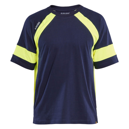 Blaklader 3523 T Shirt With Hi Vis Navy Blue Hi Vis Yellow Main