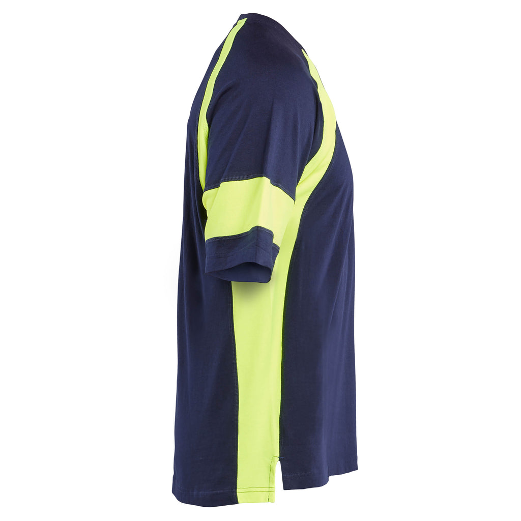 Blaklader 3523 T Shirt With Hi Vis Navy Blue Hi Vis Yellow Right