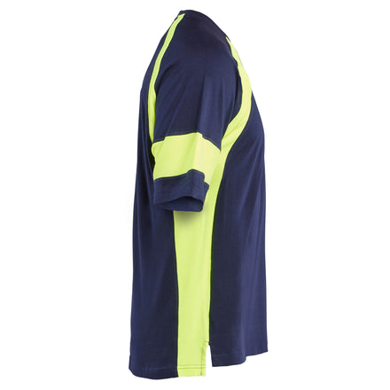 Blaklader 3523 T Shirt With Hi Vis Navy Blue Hi Vis Yellow Right