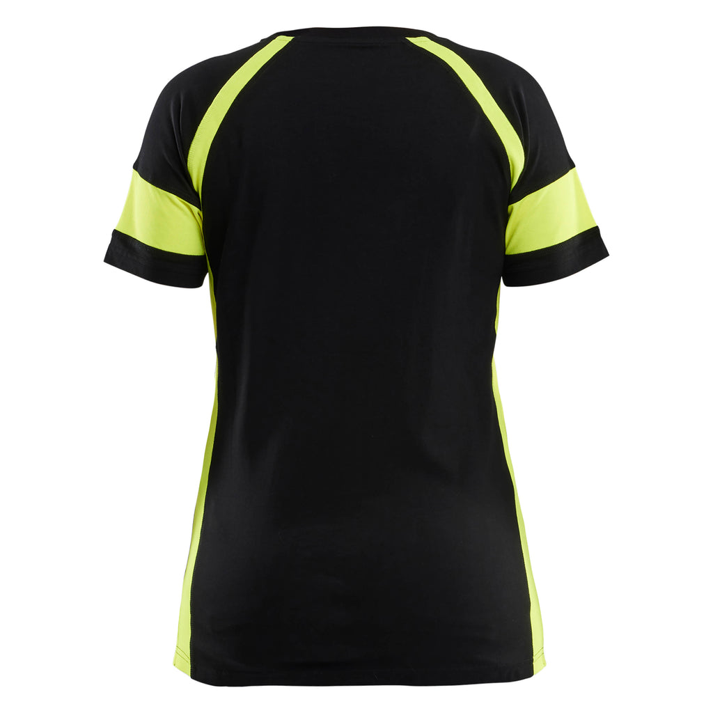 Blaklader 3524 Womens T Shirt With Hi Vis Black Hi Vis Yellow Back