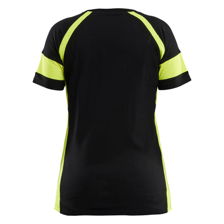 Blaklader 3524 Womens T Shirt With Hi Vis Black Hi Vis Yellow Back
