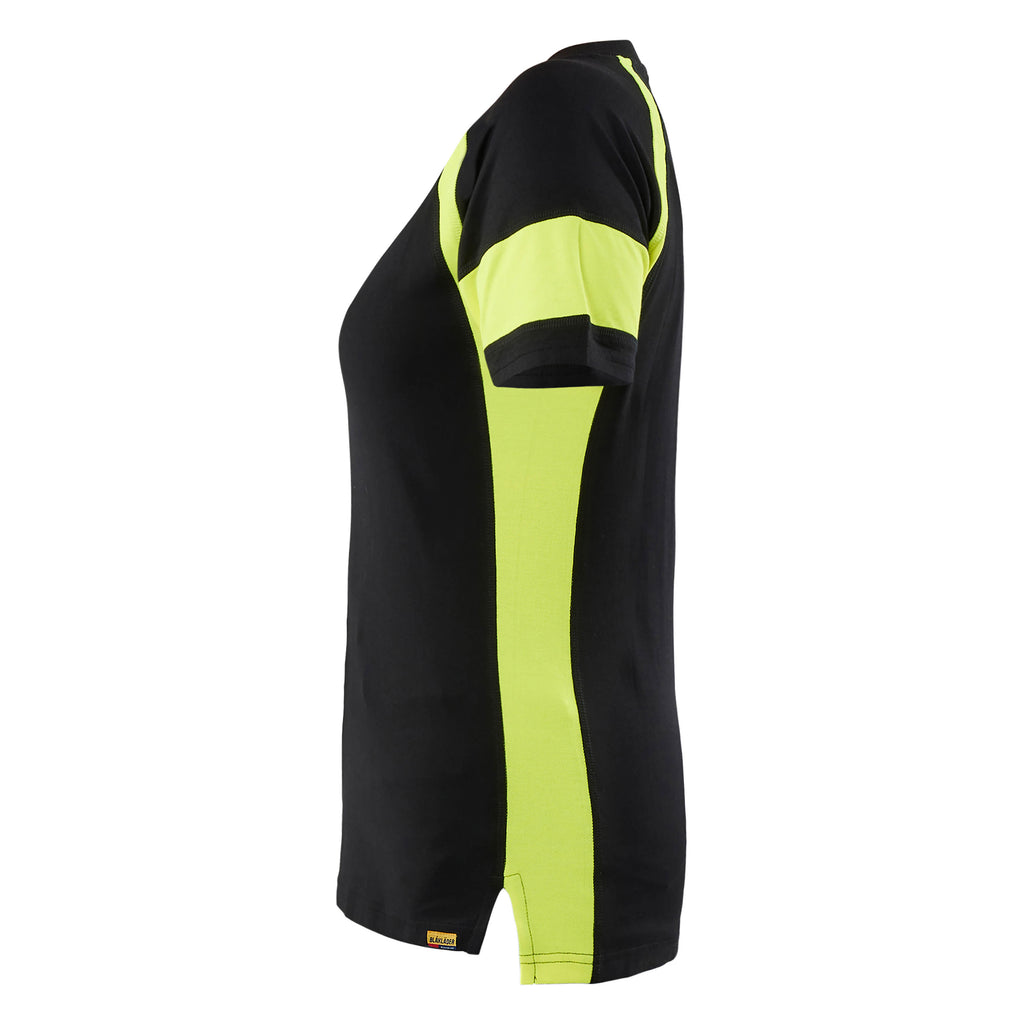 Blaklader 3524 Womens T Shirt With Hi Vis Black Hi Vis Yellow Left