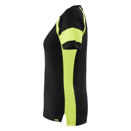 Blaklader 3524 Womens T Shirt With Hi Vis Black Hi Vis Yellow Left