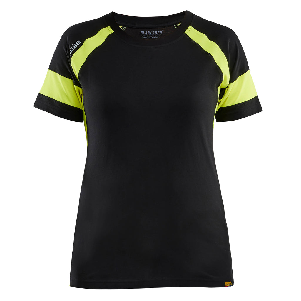 Blaklader 3524 Womens T Shirt With Hi Vis Black Hi Vis Yellow Main