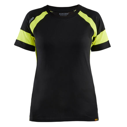 Blaklader 3524 Womens T Shirt With Hi Vis Black Hi Vis Yellow Main