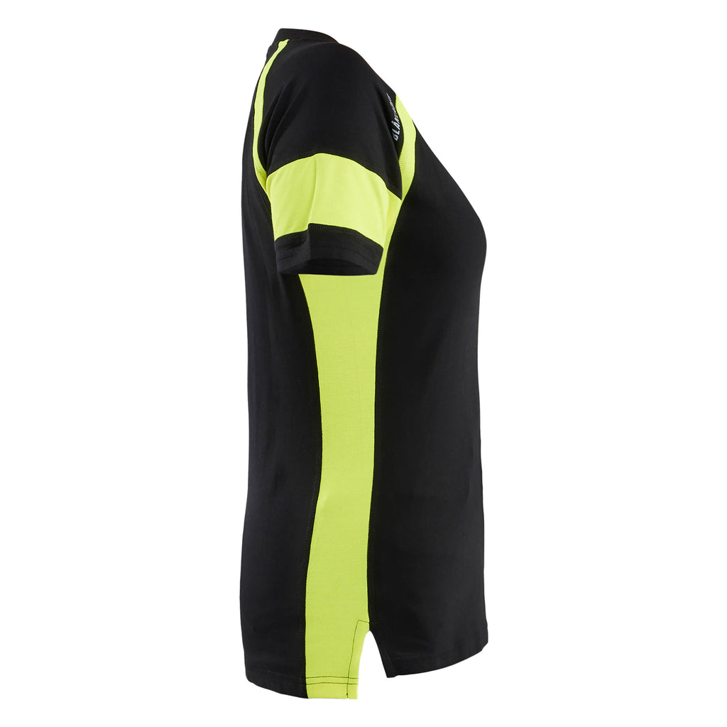 Blaklader 3524 Womens T Shirt With Hi Vis Black Hi Vis Yellow Right