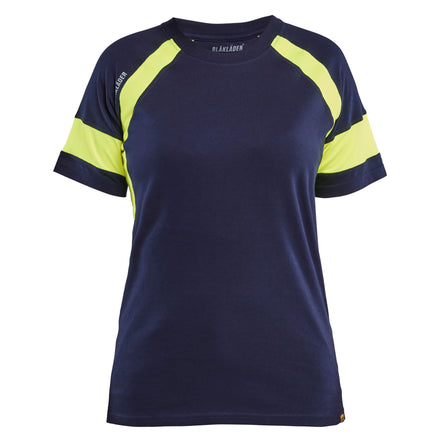 Blaklader 3524 Womens T Shirt With Hi Vis Navy Blue Hi Vis Yellow Main