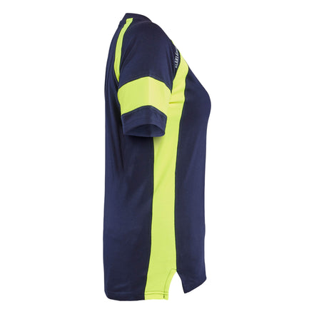Blaklader 3524 Womens T Shirt With Hi Vis Navy Blue Hi Vis Yellow Right