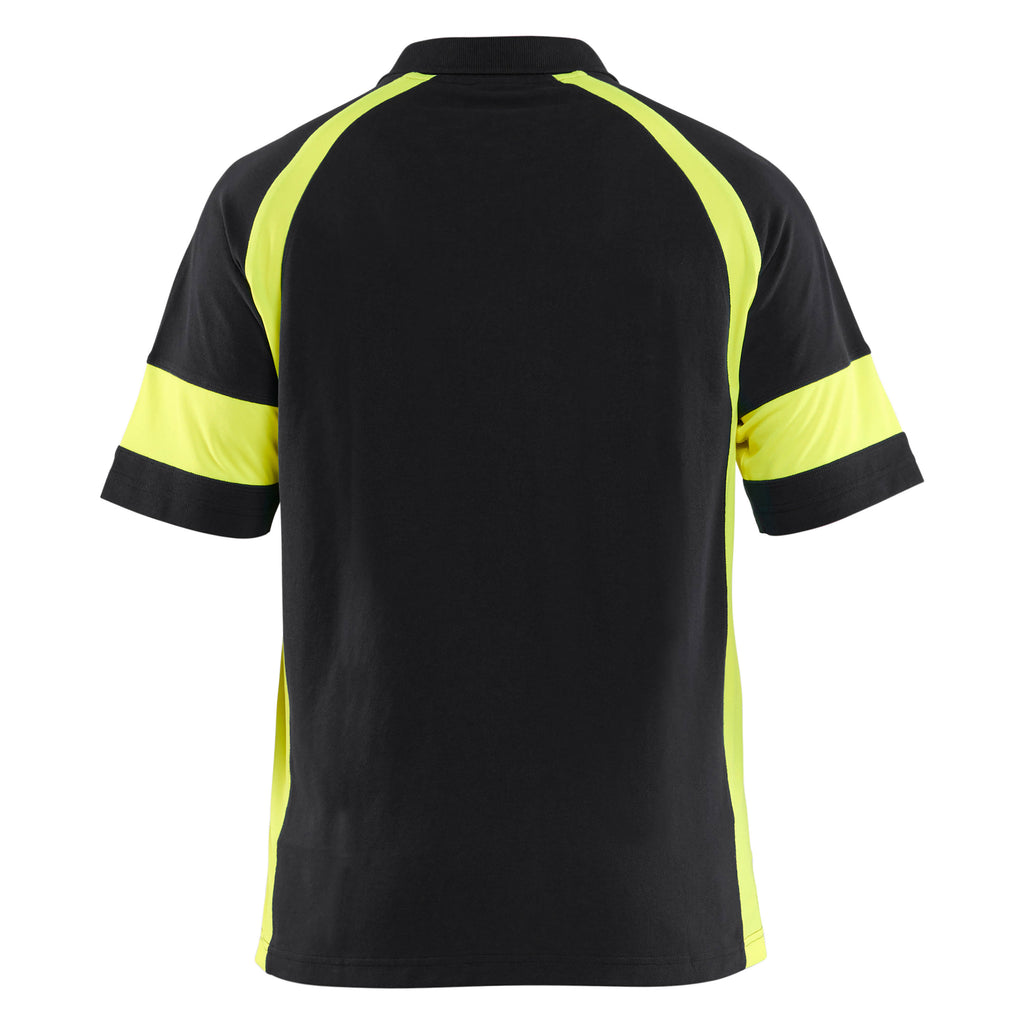 Blaklader 3528 Polo Shirt With Hi Vis Black Hi Vis Yellow Back