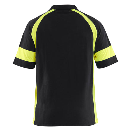 Blaklader 3528 Polo Shirt With Hi Vis Black Hi Vis Yellow Back