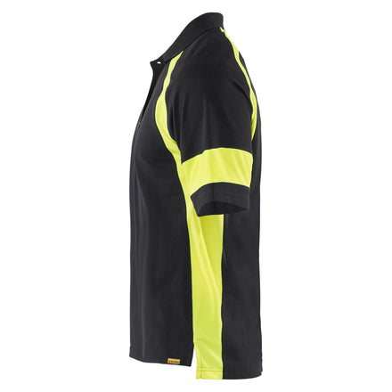 Blaklader 3528 Polo Shirt With Hi Vis Black Hi Vis Yellow Left
