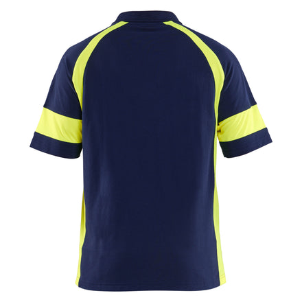 Blaklader 3528 Polo Shirt With Hi Vis Navy Blue Hi Vis Yellow Back