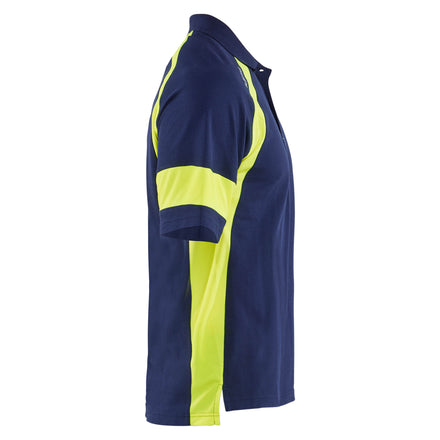Blaklader 3528 Polo Shirt With Hi Vis Navy Blue Hi Vis Yellow Right