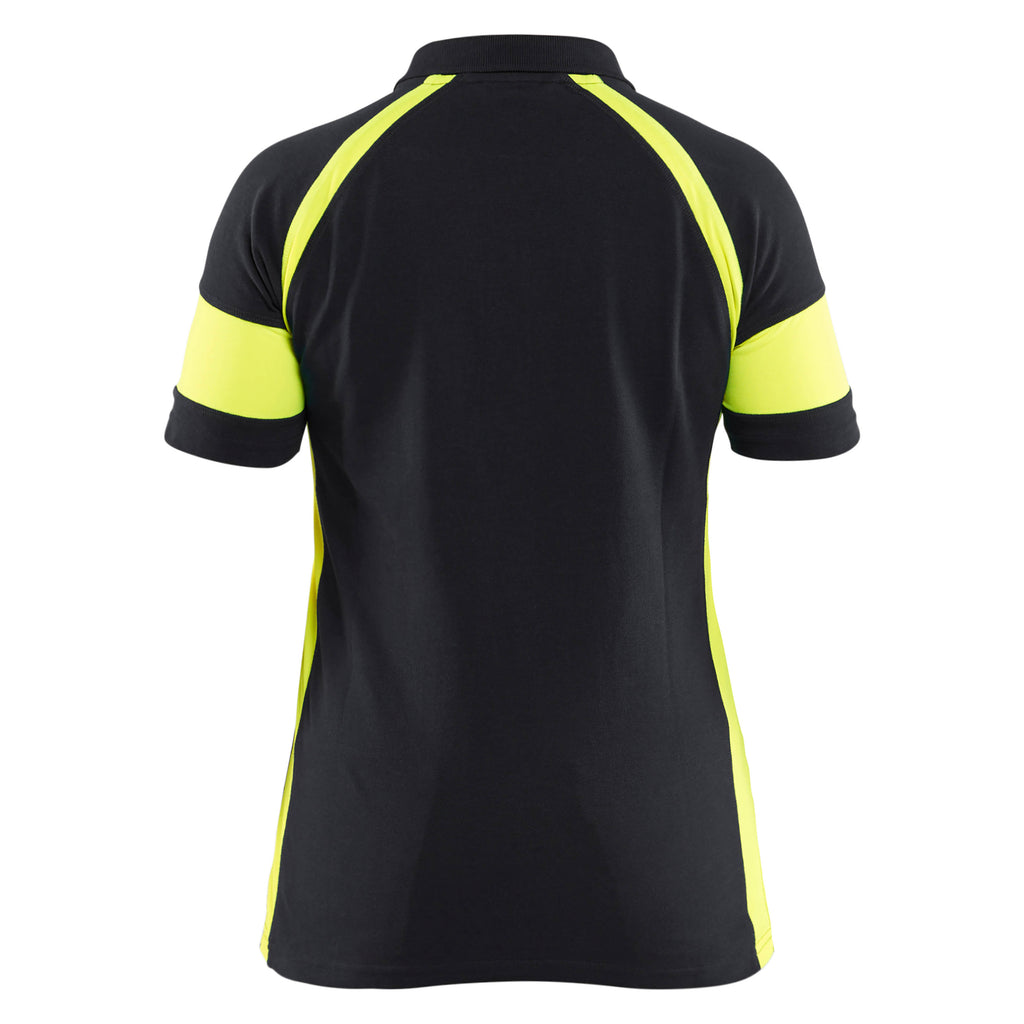 Blaklader 3529 Womens Polo Shirt With Hi Vis Black Hi Vis Yellow Back