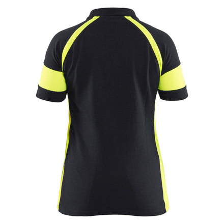 Blaklader 3529 Womens Polo Shirt With Hi Vis Black Hi Vis Yellow Back