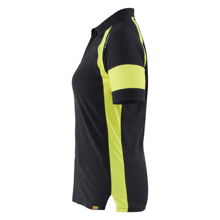 Blaklader 3529 Womens Polo Shirt With Hi Vis Black Hi Vis Yellow Left