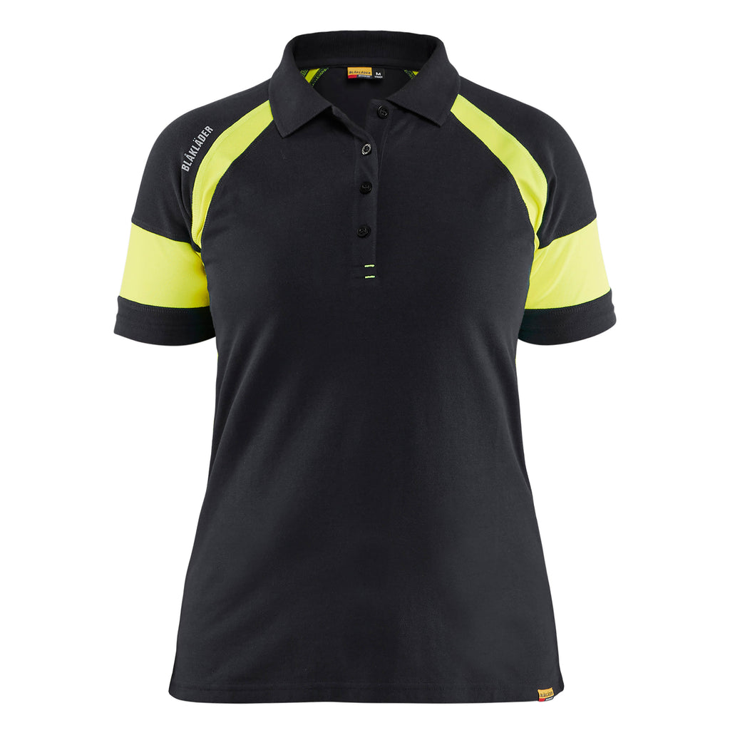 Blaklader 3529 Womens Polo Shirt With Hi Vis Black Hi Vis Yellow Main